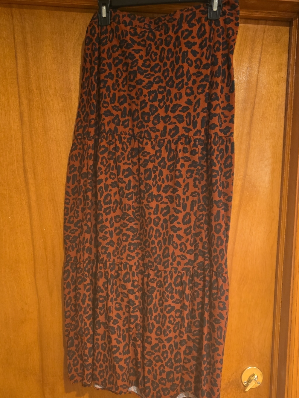 Nine West Rust Brown and Black Leopard Print Maxi Skirt